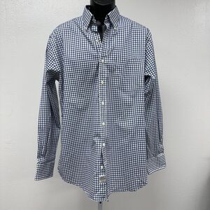 Peter Millar Long Sleeve Button Down Shirt Black/white 100%Cotton Easycare Large